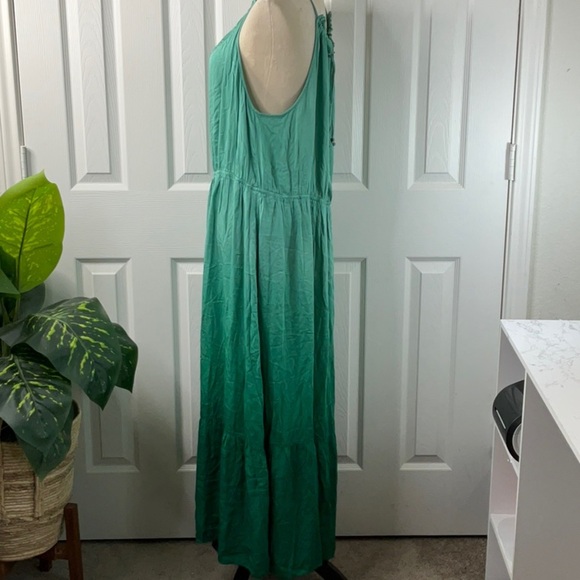 Knox Rose Green Ombré Tiered Midi Dress A-Line Halter Tie Back Women's size XXL - Picture 3 of 16